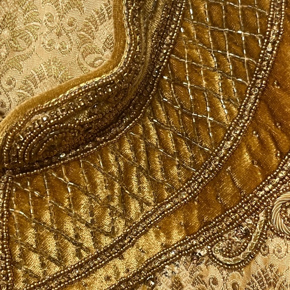 Kurta Art Silk Top & Bottom set Sequined Top goldtone embellishment Mens Size 40 - Picture 3 of 14